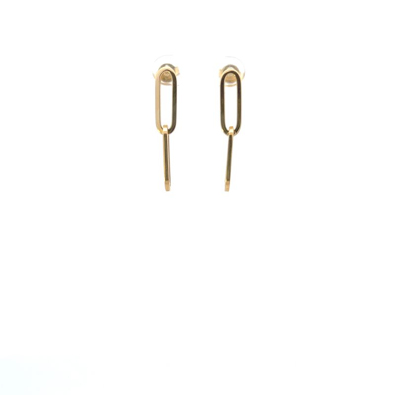 14KY Gold Two Link Paperclip Drop Earrings 2.0g