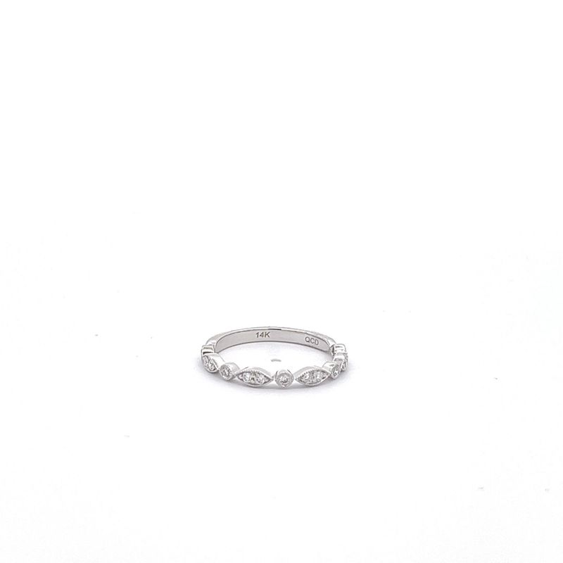 14kw .20ctw Dia Marquise &amp; Round Stackable Ring, Size 7