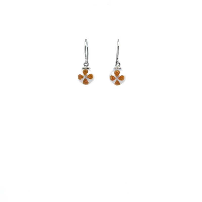 Sterling FW Bible Pearl Dangle Earring with created diamond (orange)