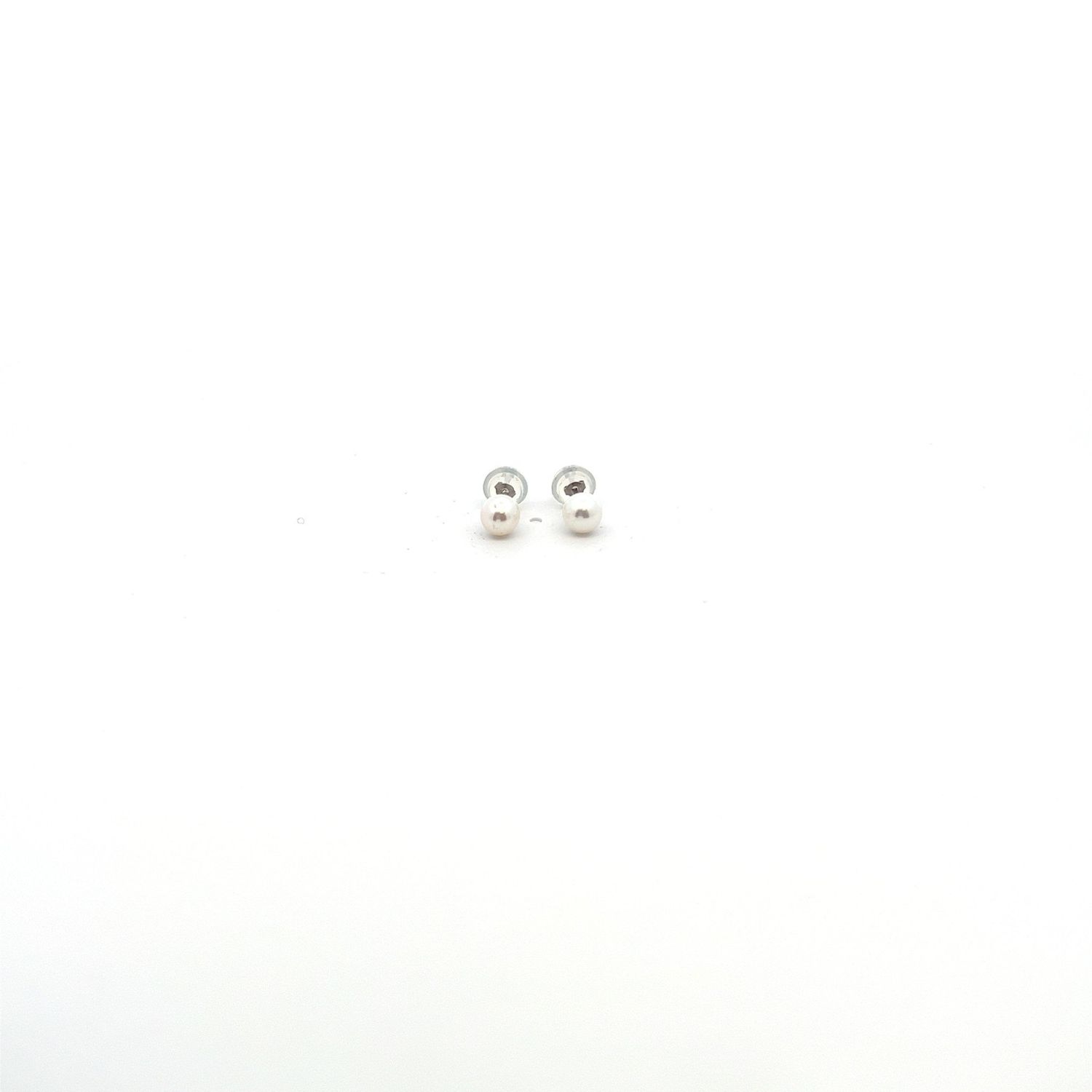 14kw 4-5mm White Round FW Cultured Pearl Stud Earrings