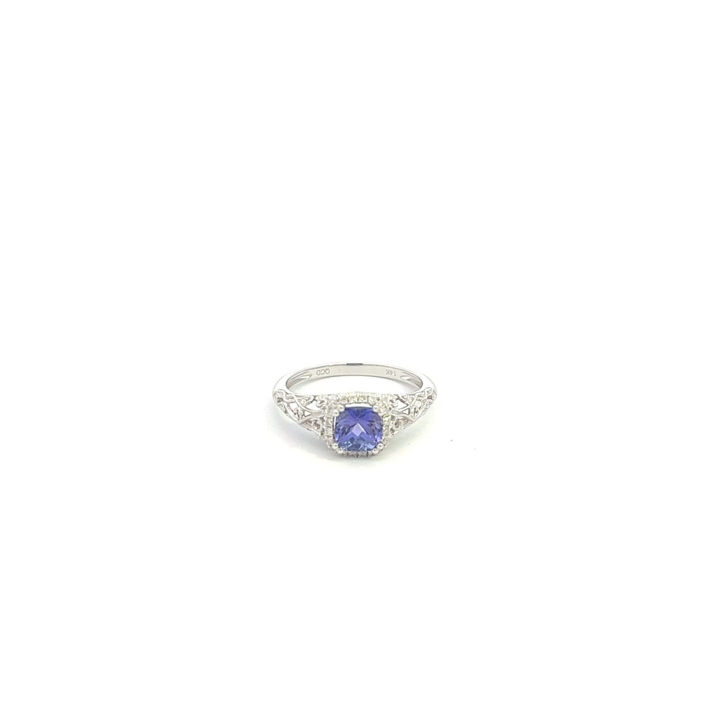 14KW 1.10ct TAN &amp; 0.10ctw Dia Filigree Ring