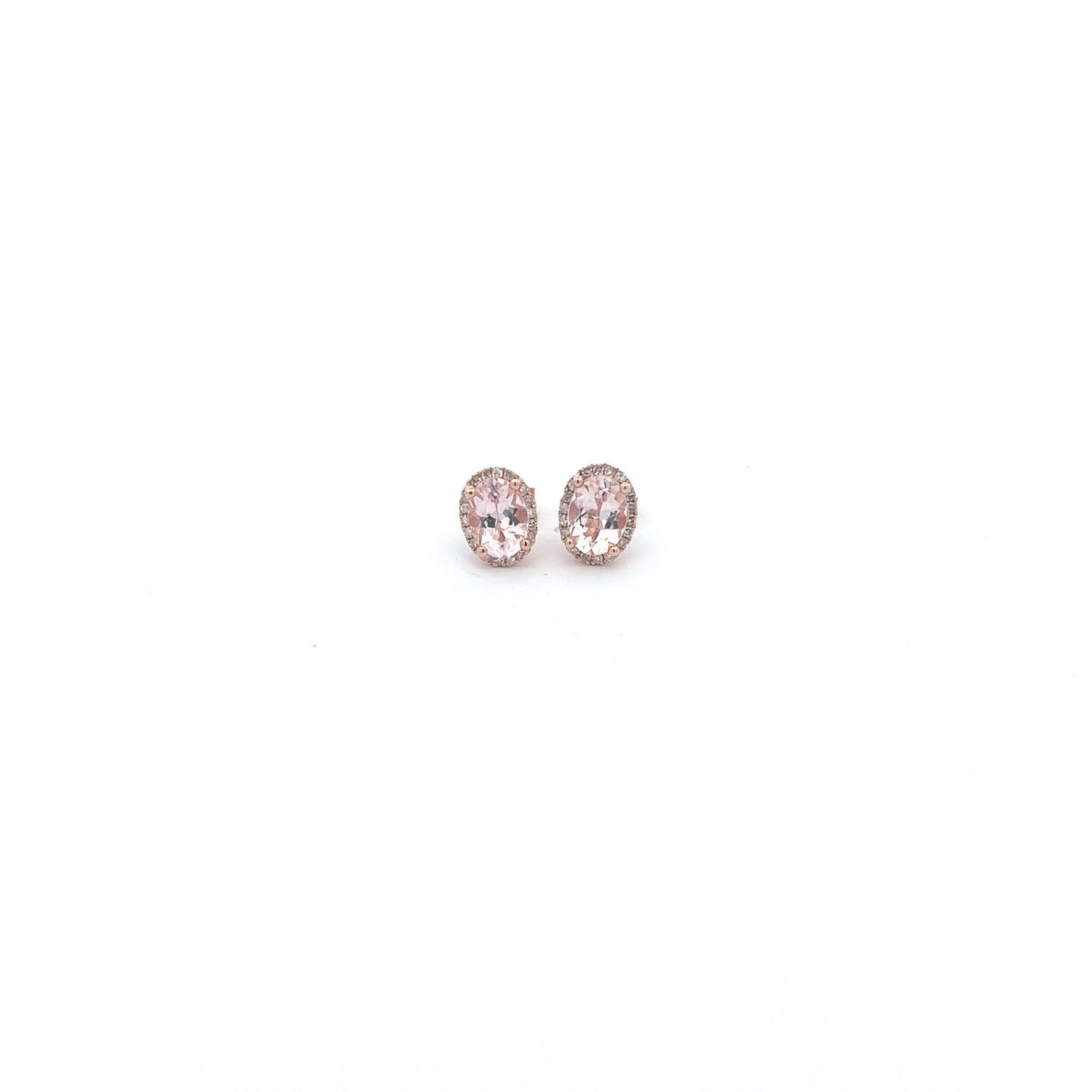 14KR 0.14ctw Dia 1.77ctw Mor Halo Stud Earrings