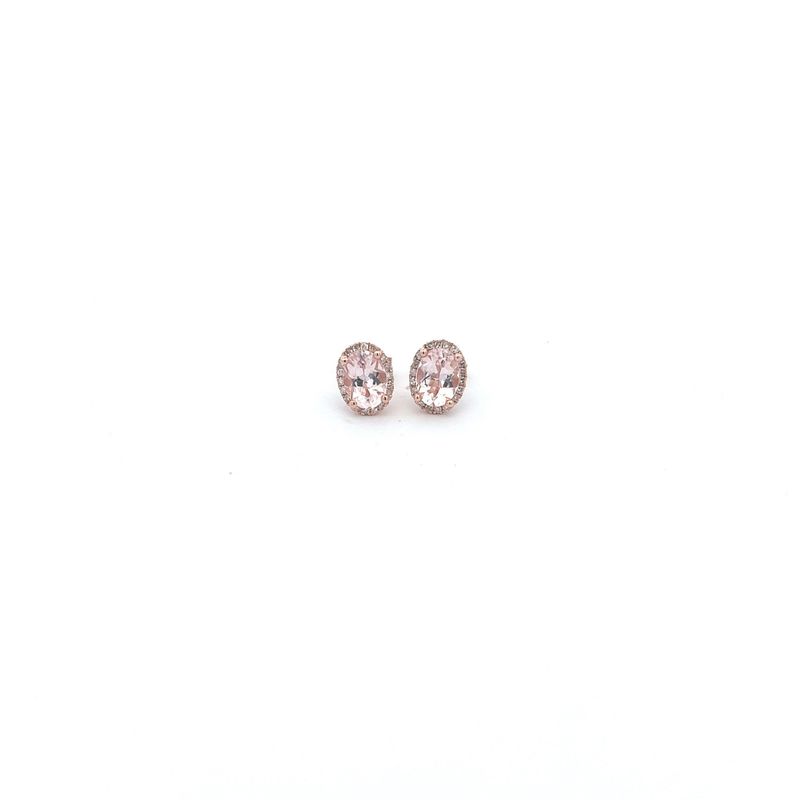 14KR 0.14ctw Dia 1.77ctw Mor Halo Stud Earrings