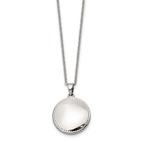 Chisel Stainless Disc Pendant 18&quot; Cable Chain Necklace