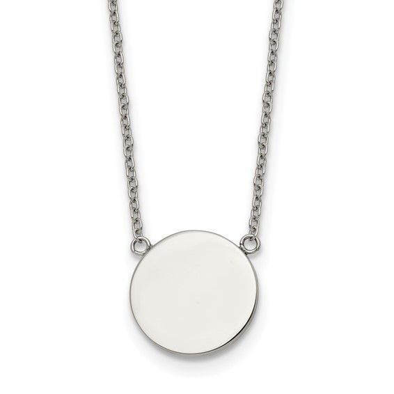 Stainless Steel Disc, 16&quot;w/ 2&quot;  Ext Necklace