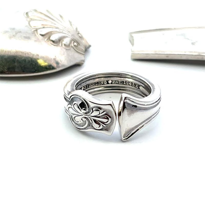 Repurposed T&amp;Co. Sterling teaspoon ring, 9.7g sz6.5