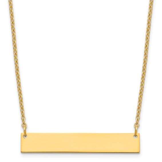 Sterling GP Med Blank Bar Necklace 18&quot;
