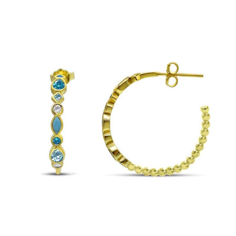 Hoop Bezel Earring Turq