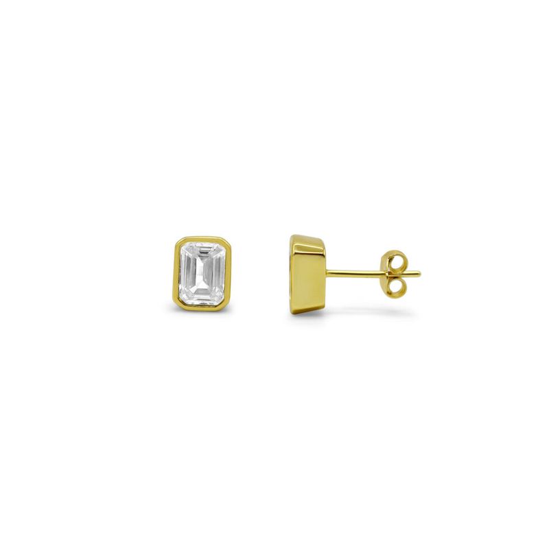 Bezel Baguette CZ Stud Earring