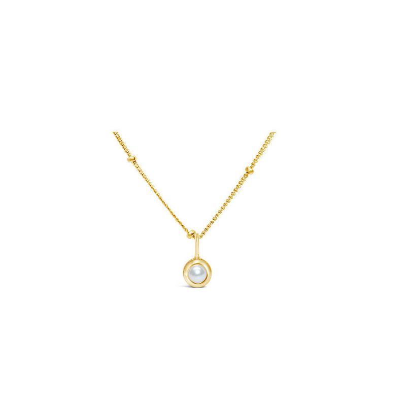 Pearl CZ Birthstone Necklace (June)