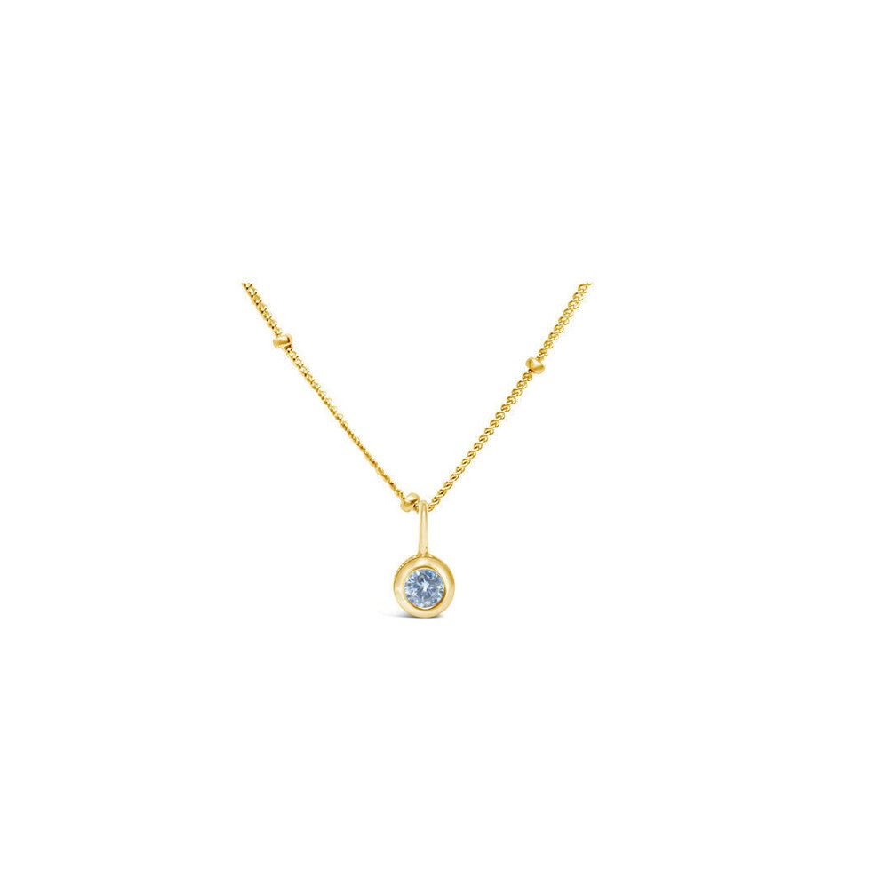 Clear Diamond CZ Birthstone Necklace (April)