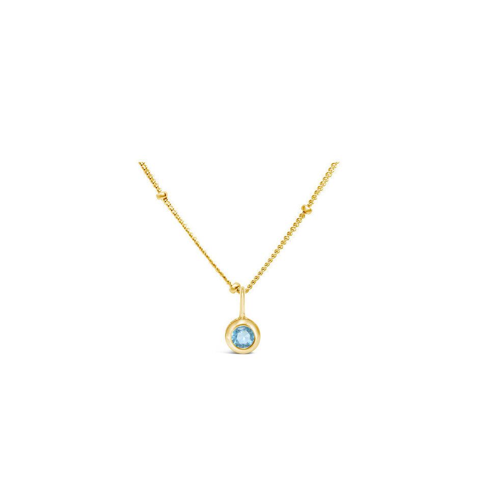 Aquamarine CZ Birthstone Necklace (March)