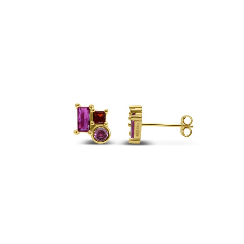 Colorful Clusters - Pink / Red / Gold Earring