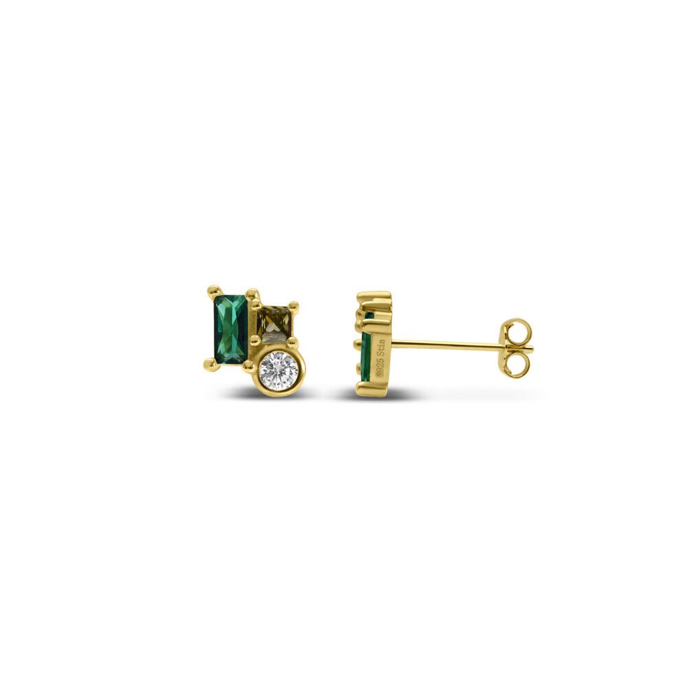 Colorful Clusters - Emerald / Peridot / Gold Earring