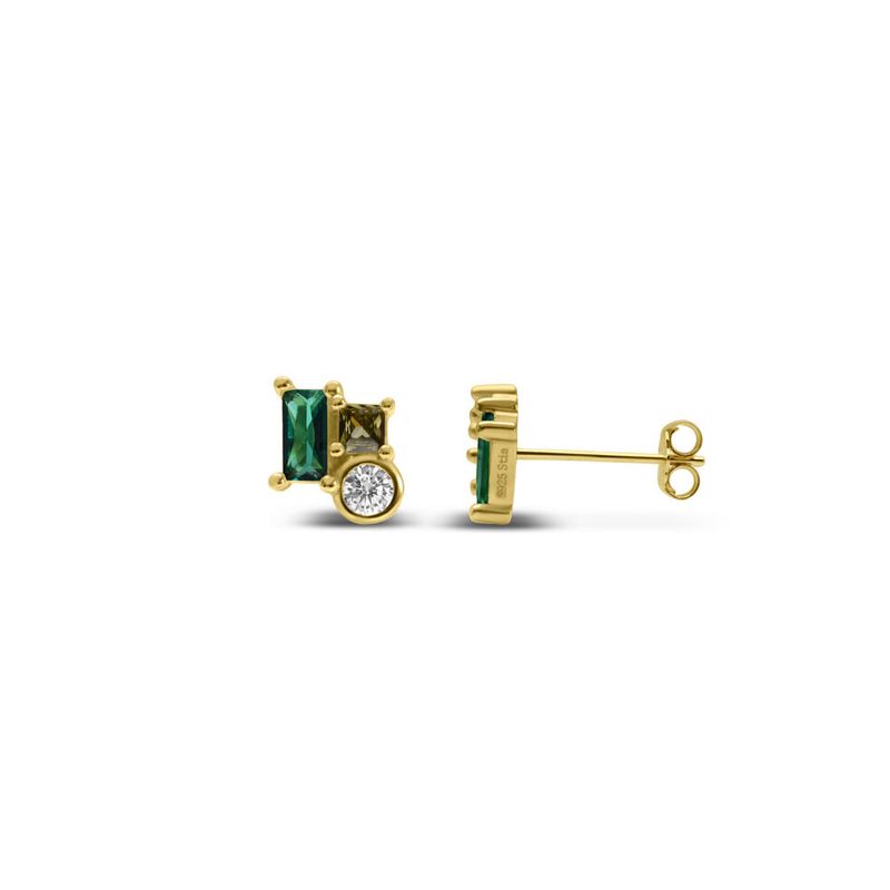 Colorful Clusters - Emerald / Peridot / Gold Earring