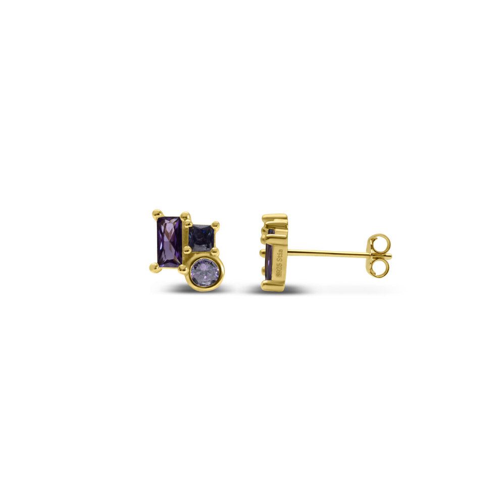Colorful Clusters - Lavender / Purple / Gold Earring