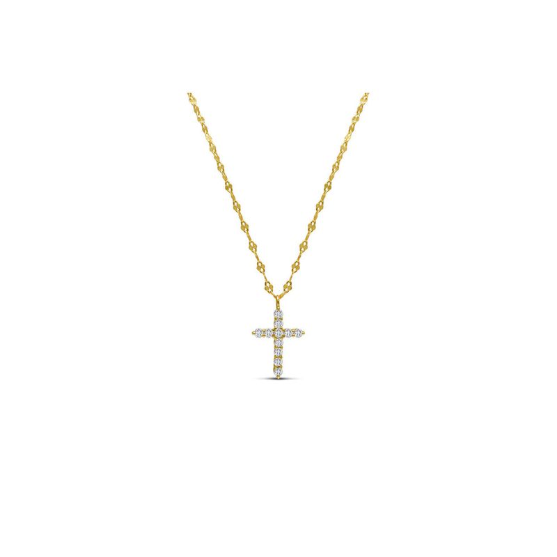 CZ Cross on Mirror Chain Necklace