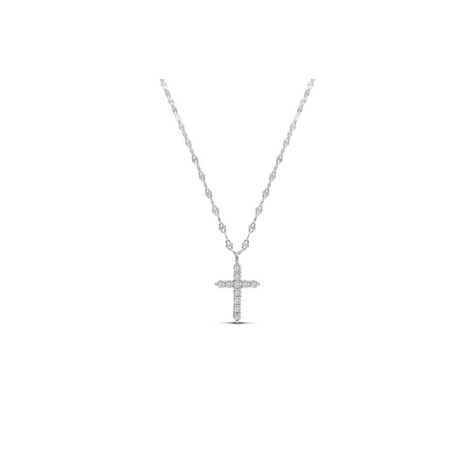 CZ Cross on Mirror Chain Necklace