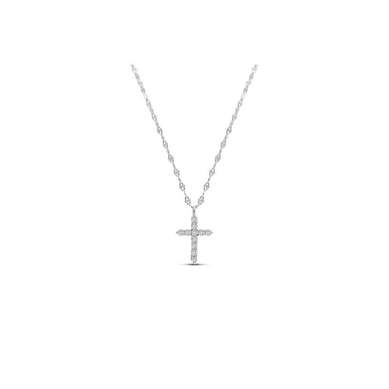 CZ Cross on Mirror Chain Necklace
