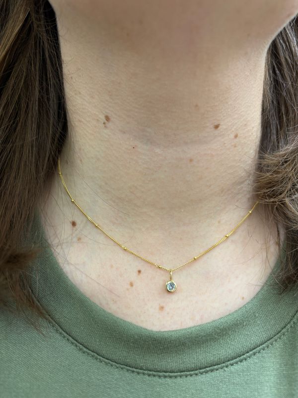 Aquamarine CZ Birthstone Necklace (March)