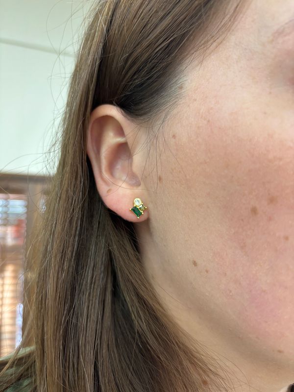 Colorful Clusters - Emerald / Peridot / Gold Earring
