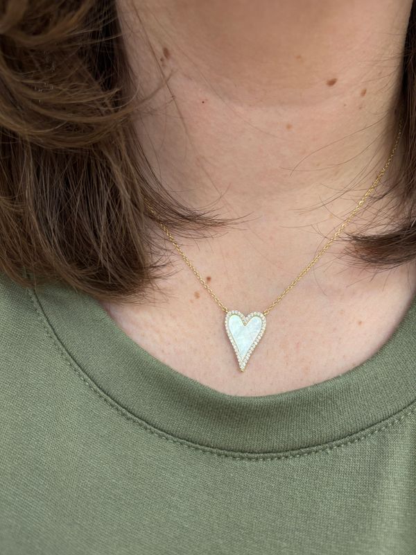 Mother of Pearl Dripping Heart Necklace