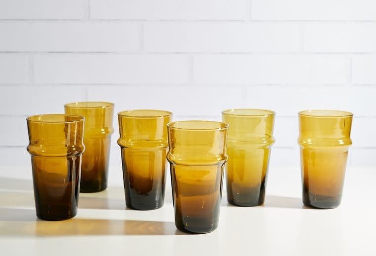 Moroccan Beldi Glassware - AMBER