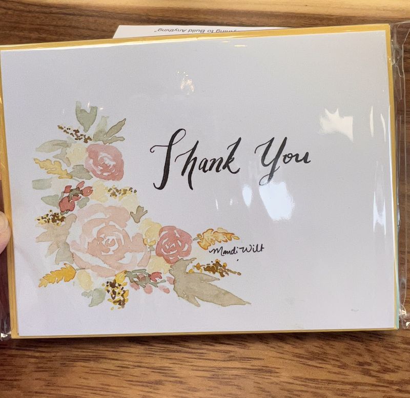 Watercolor Thank You Card -10 pk - Flamingo Mama Art