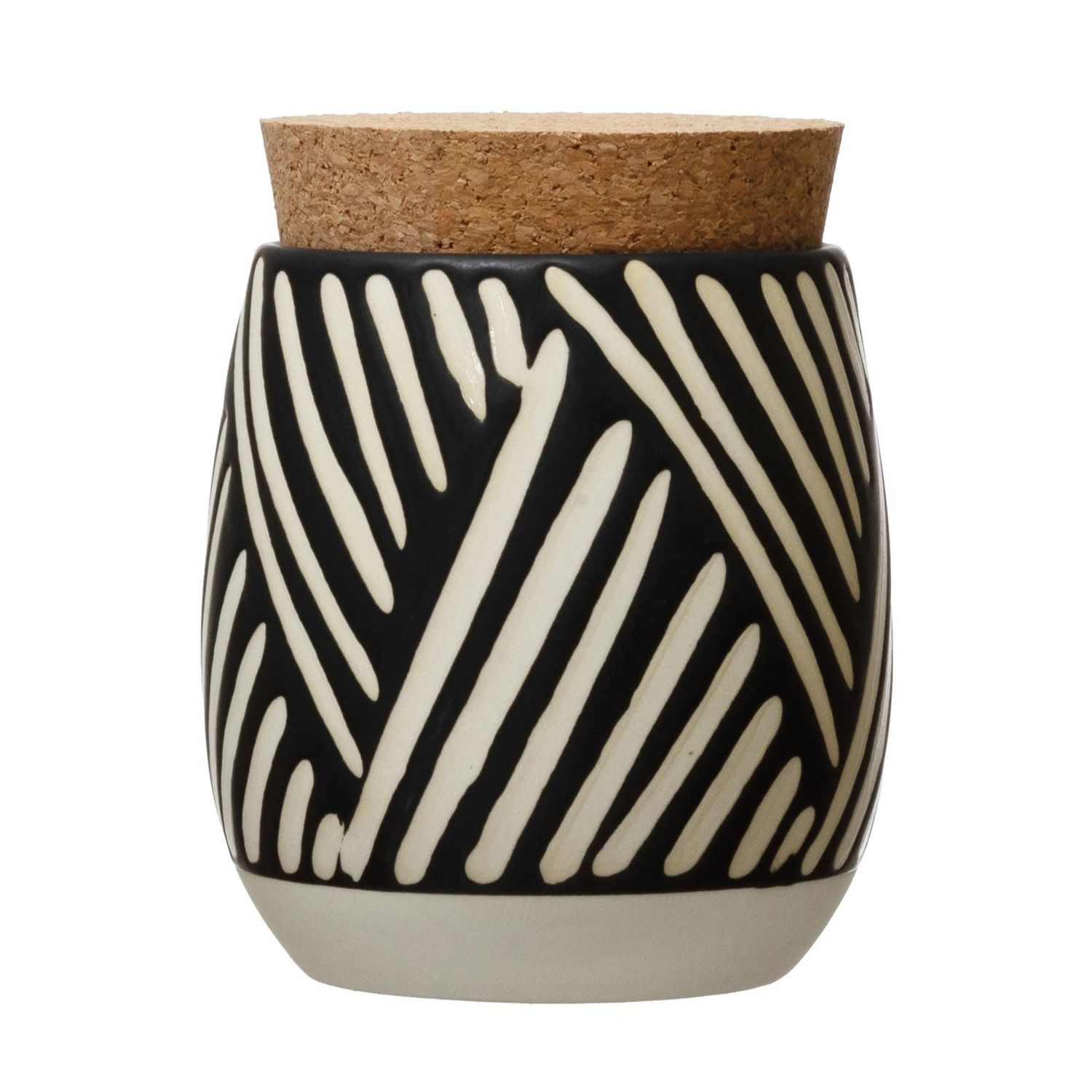Debossed Canister with Pattern and Cork Lid