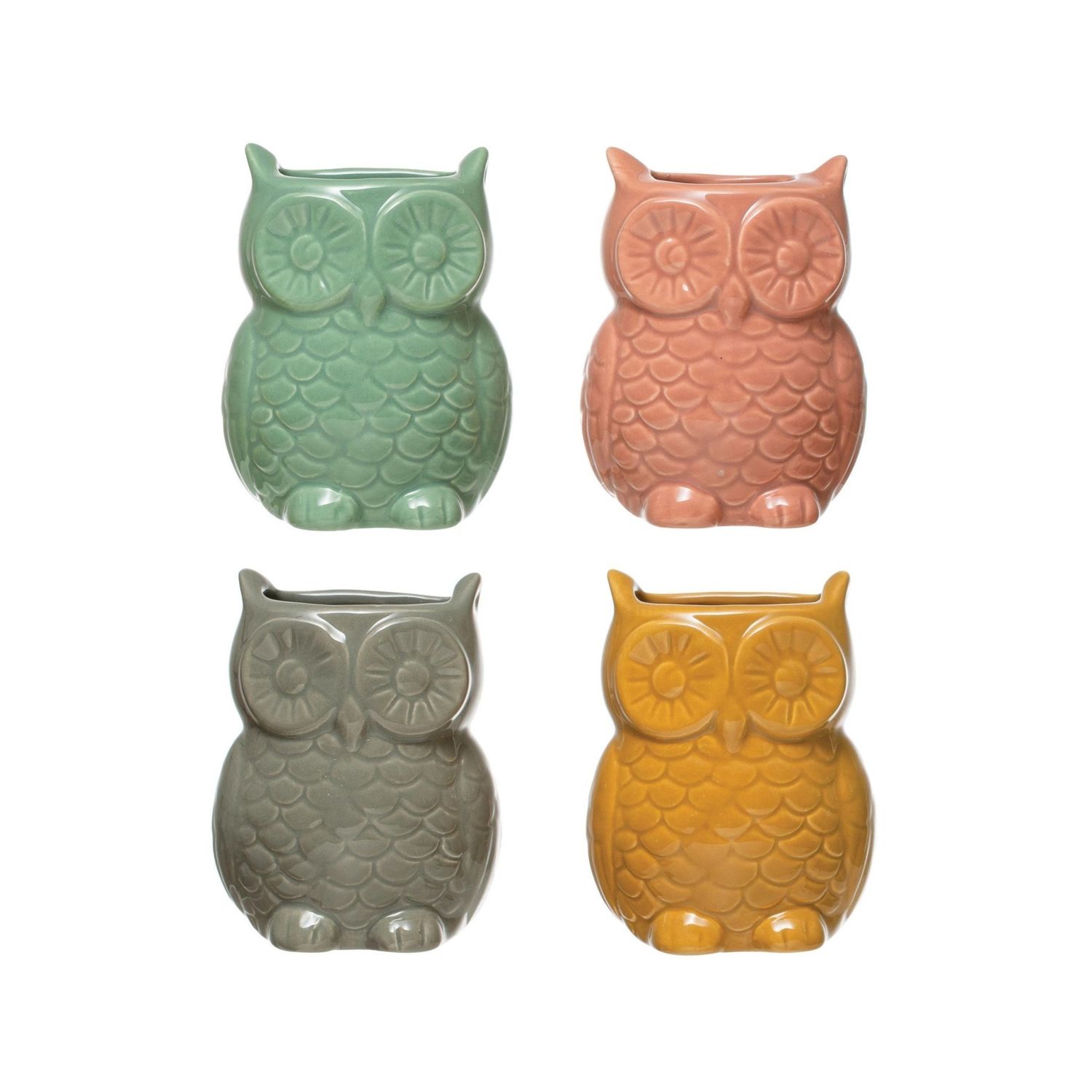 Stoneware Owl Vase with Magnet