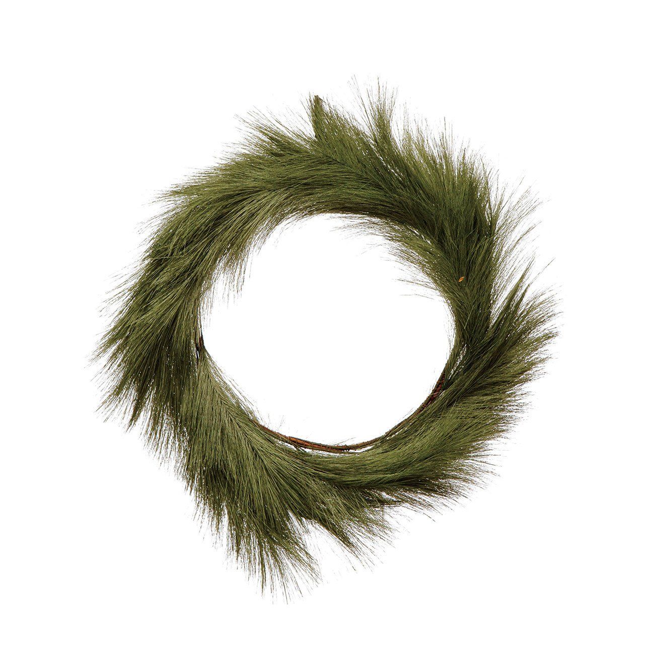 23-1/2&quot; Round Faux Grass Plume Wreath, Sage Color