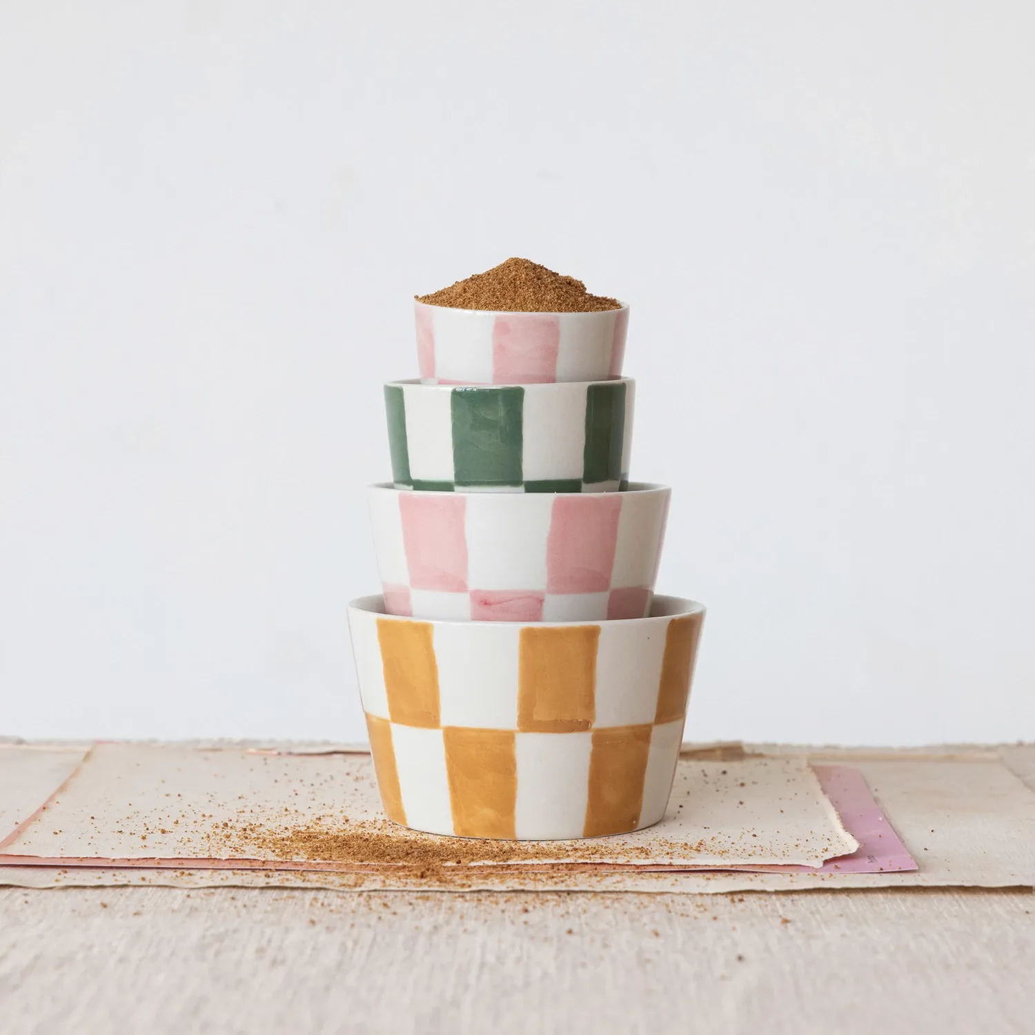Hand-Painted Stoneware Nesting Bowls -S