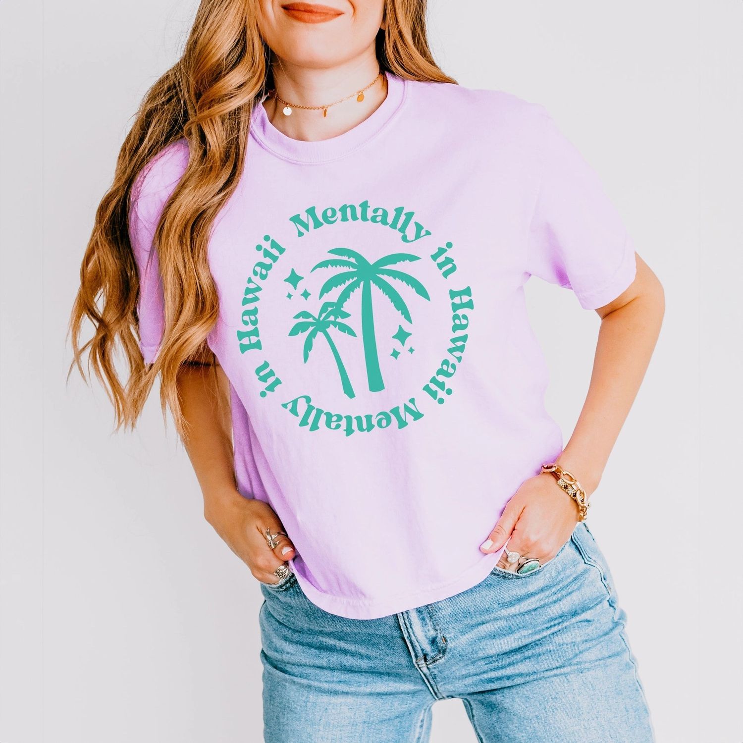 Mentally in Hawaii | Relaxed Fit Cropped Tee, Size: S