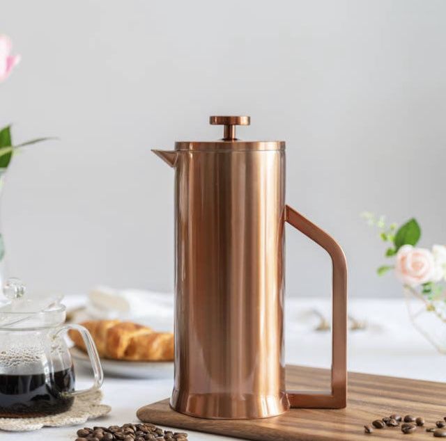 French Press Coffee Maker Double Wall Stainless Steel- copper