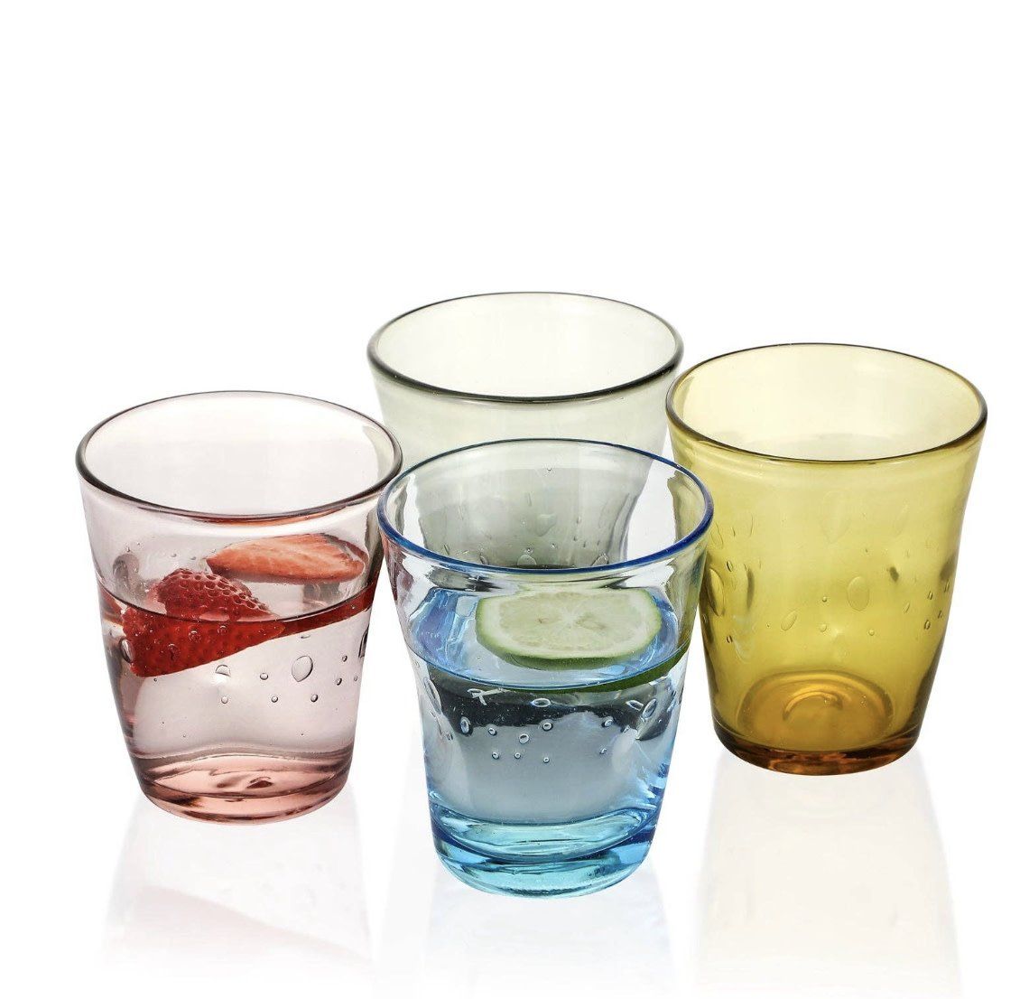 Colorful Handmade Pinch Bubbled Glass Tumbler