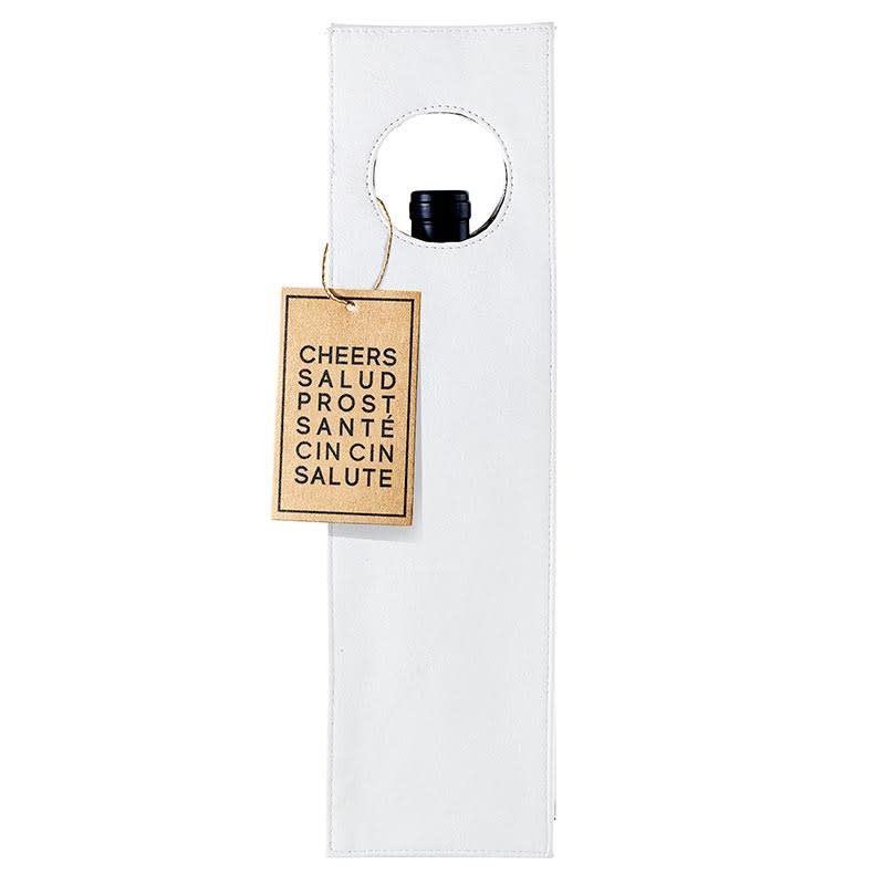Vegan Leather Wine Bag White