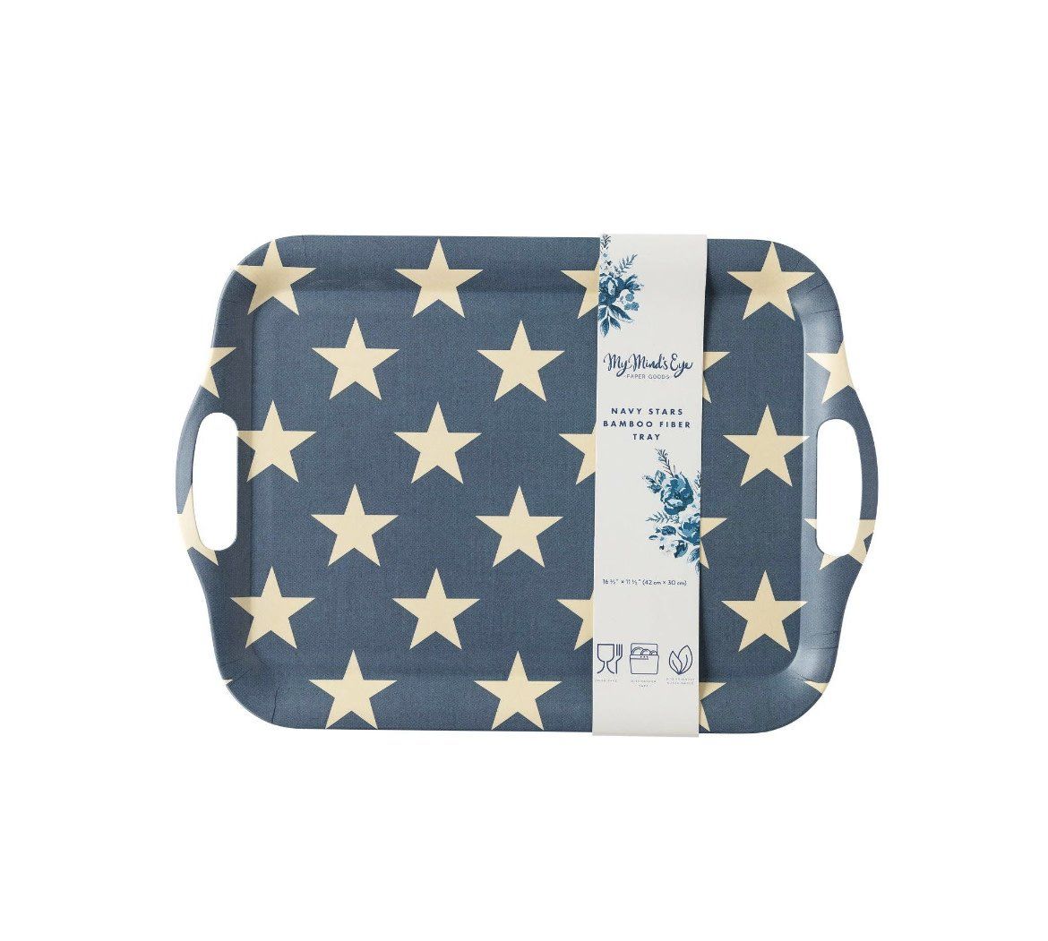 Hamptons Navy Star Reusable Bamboo Tray