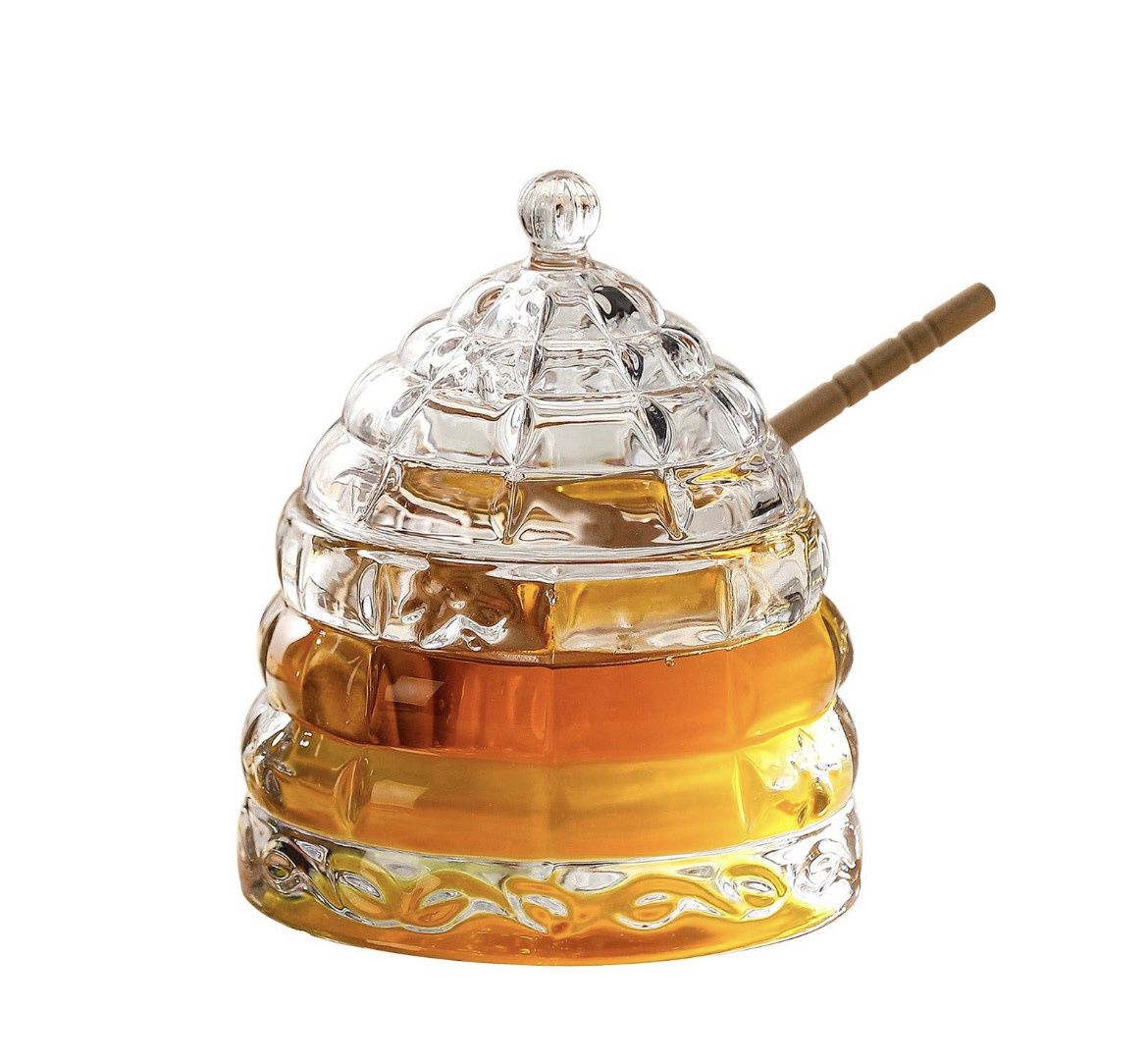 Bee Hive Honey Jar with Dipper