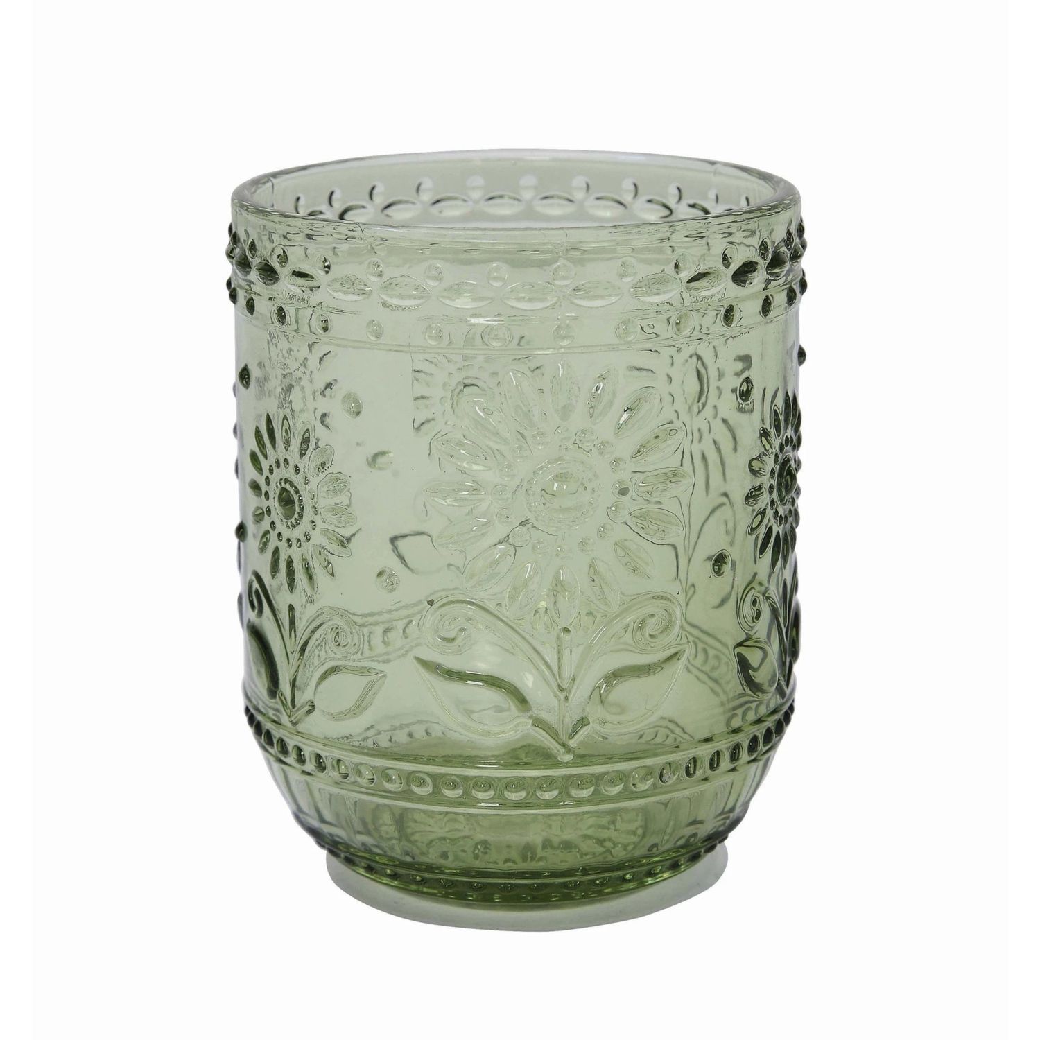 Embossed Drinking Glass-GREEN