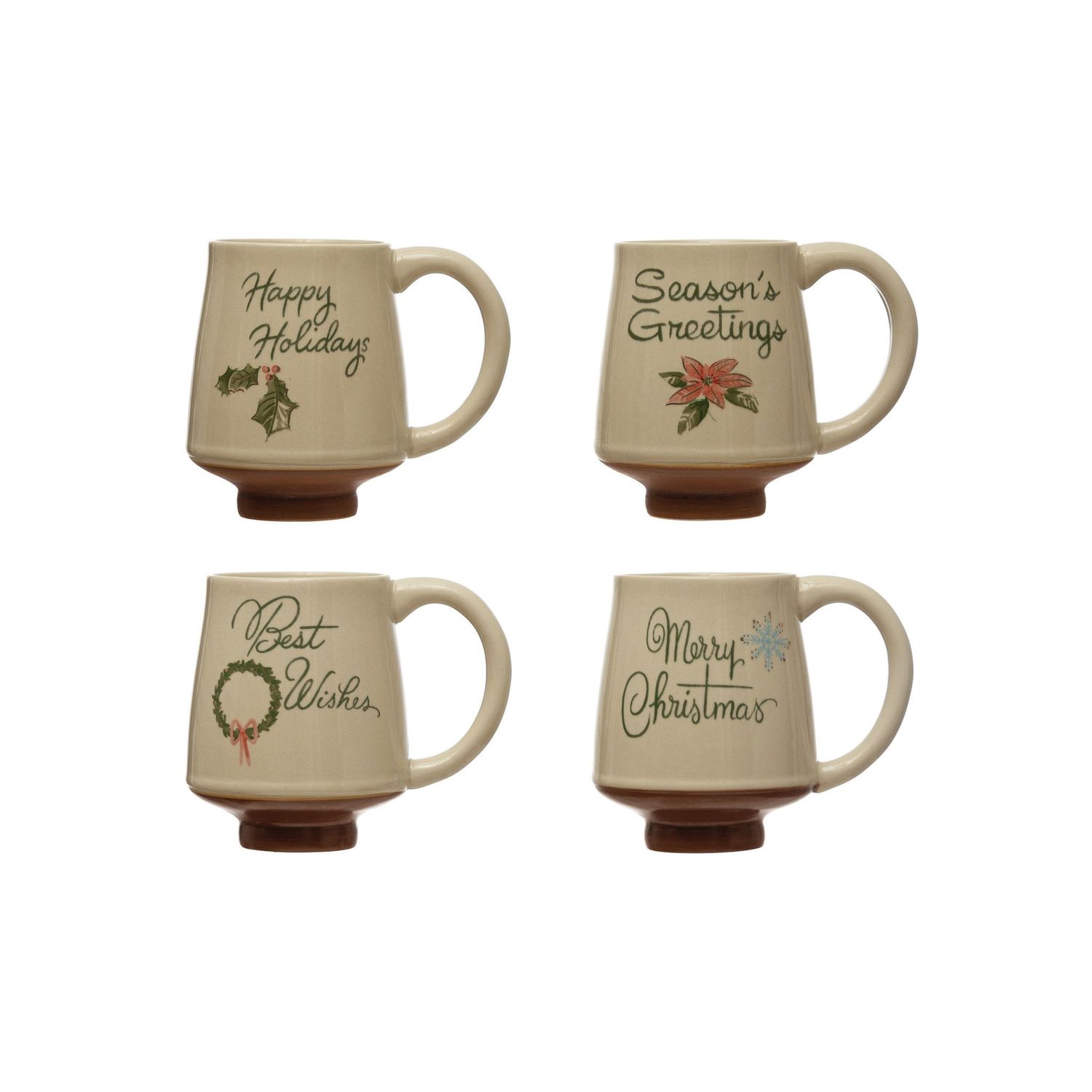 14 oz. Stoneware Mug with Holiday Greeting, 4 Styles