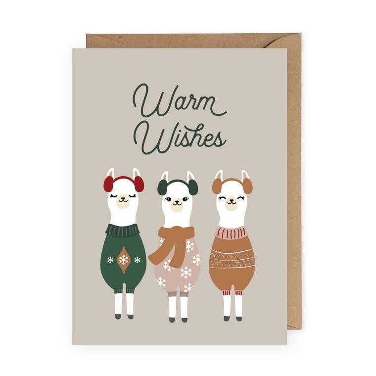 Warm Wishes Llama Greeting Card