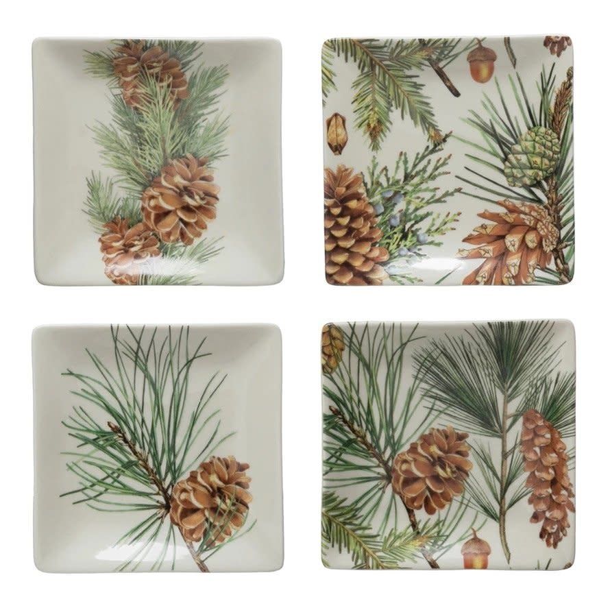 Plate with Pinecones and Pine Needles, 4 Styles