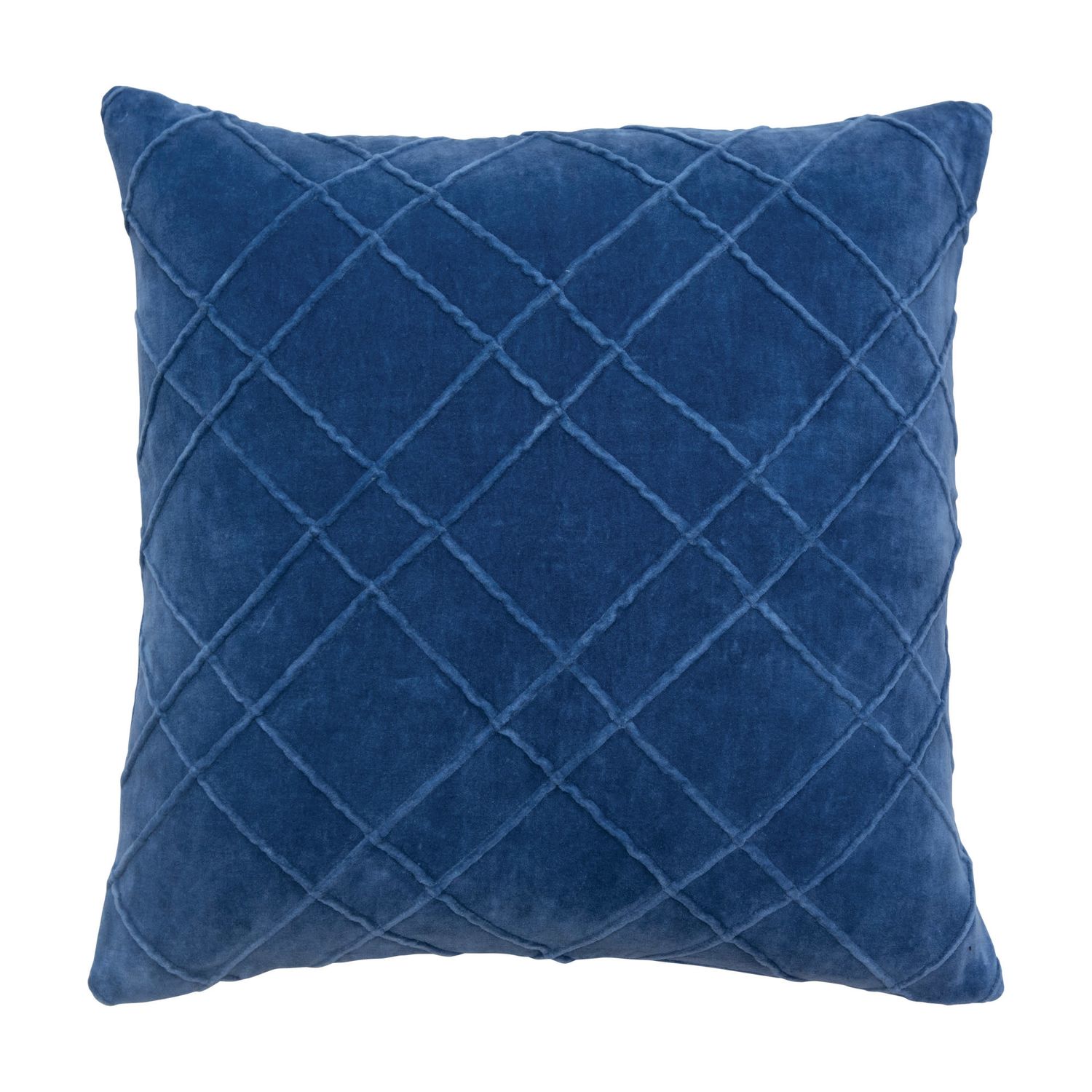 18&quot; Square Cotton Velvet Pillow with Piped Pattern