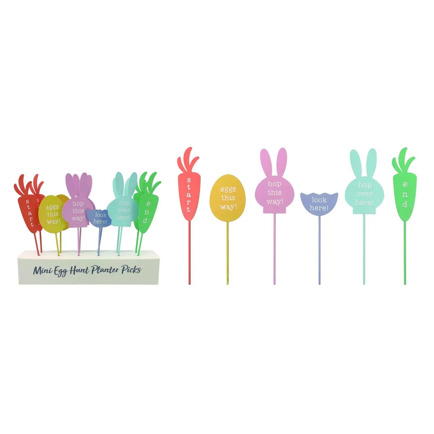 Metal 10.43&quot; Easter Egg Hunt Planter Pick