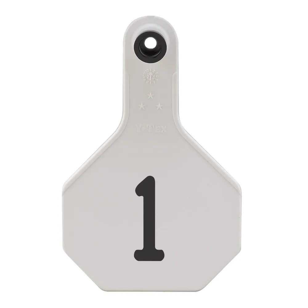 Ear Tag 3* White Numbered, Options: 3* White 01-25
