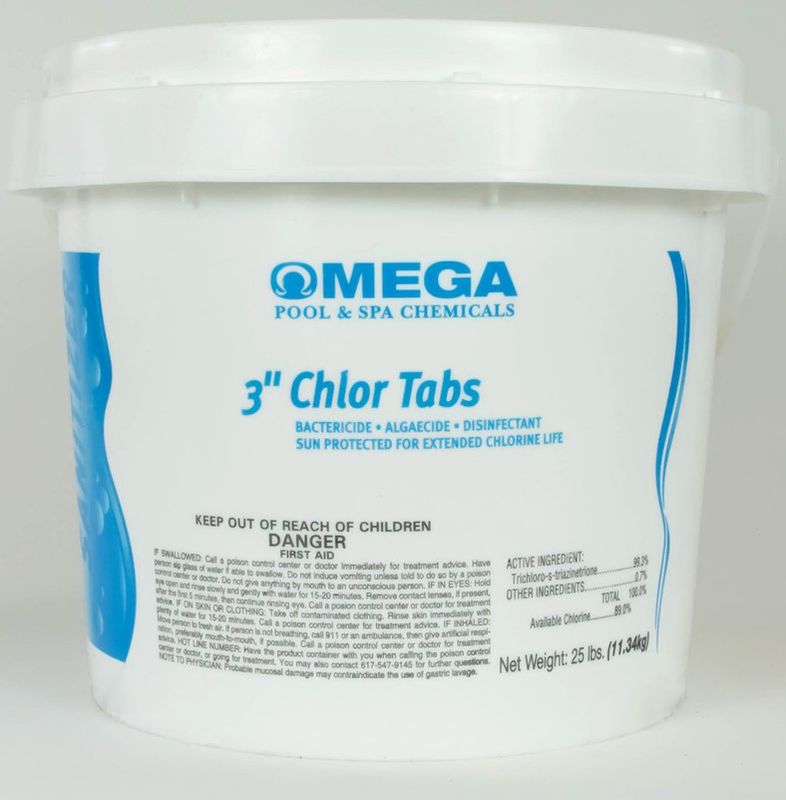 TRICHLOR TABS 3&quot; OMEGA 25LB UNWRAPPED