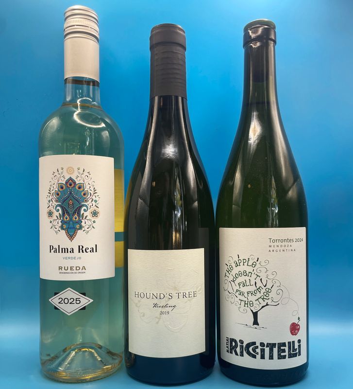 Palma Real Reuda, Hound's Tree Riesling, Riccitelli Torrontes