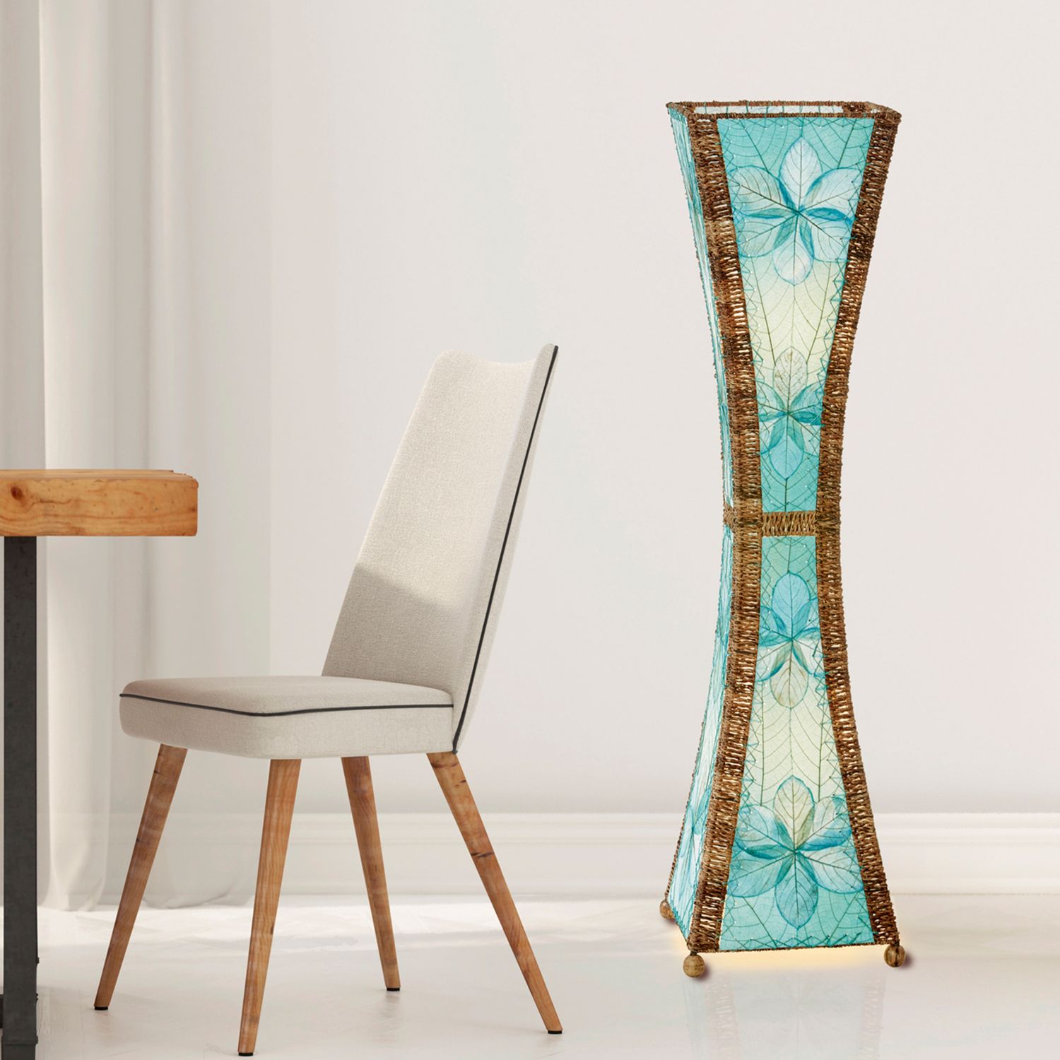 Hourglass Large Leaf Lamp, Eangee Colors: Sea Blue