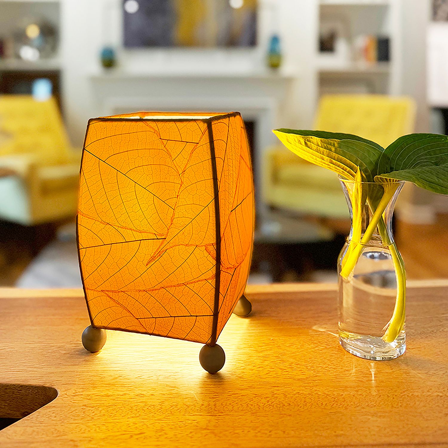 Mini Square Coca Leaf Lamp, Eangee Colors: Orange