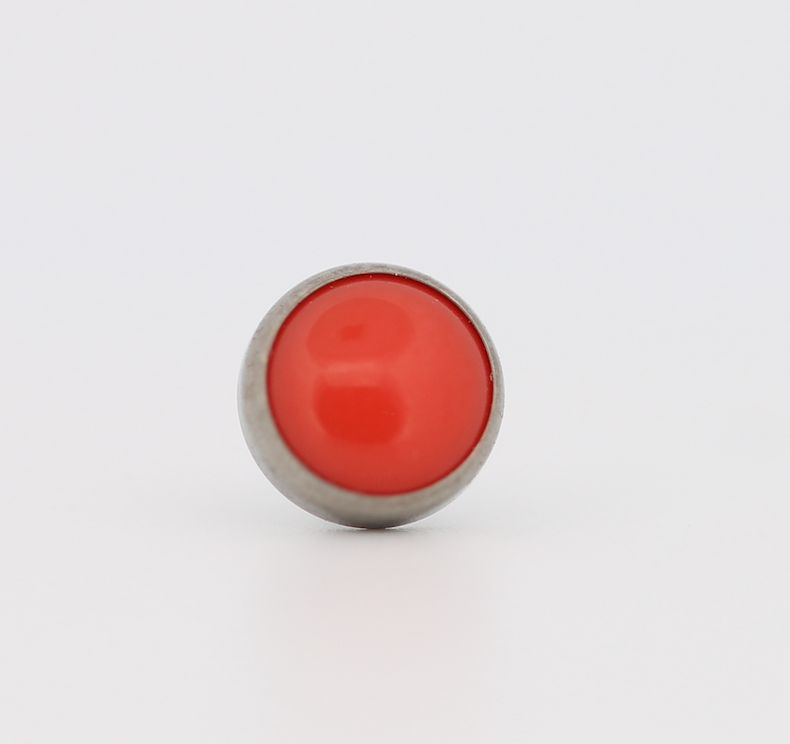 18g cabochon bezel set 2.5mm synthetic salmon coral